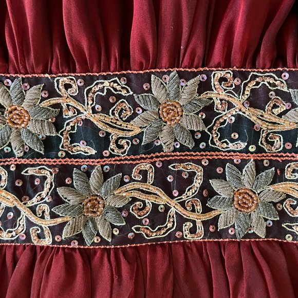 Kay Unger Metallic Red Chiffon Halter Ball Gown - Size 4 - Picture 10 of 12